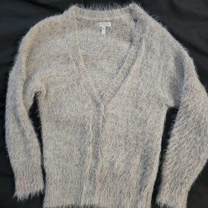 Leith brand cardigan sweater, size XS, cream/grey